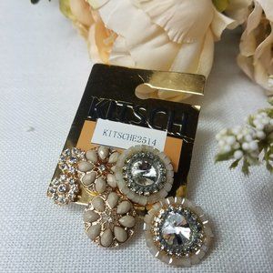NEW kit.sch rhinestone floral studs set
